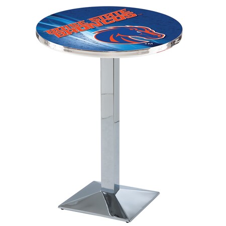 Holland Bar Stool Co 36" Chrome Boise State Pub Table, 36" dia. Top L217C3636BoiseS-D2
